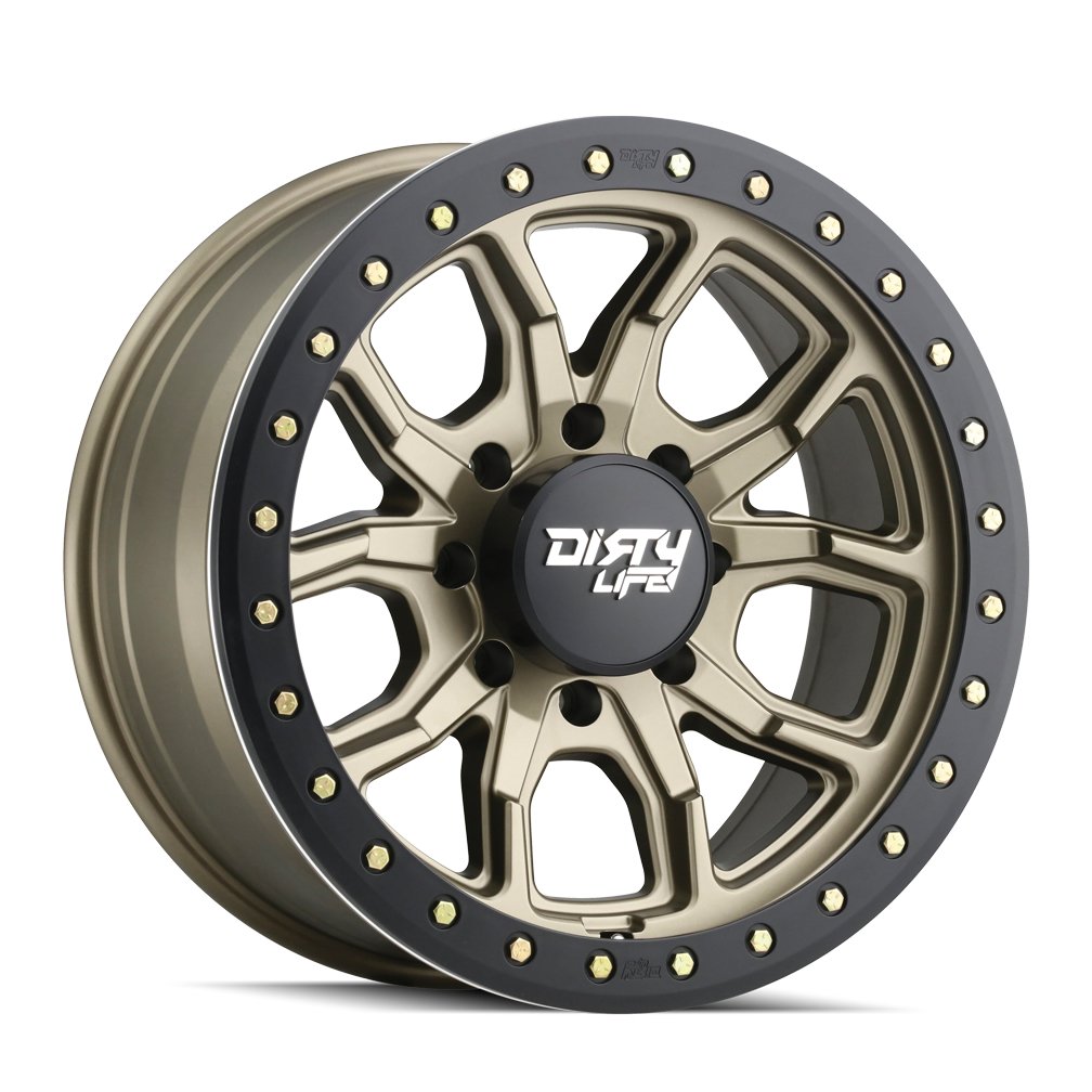 Dirty Life DT-1 9303 Series Beadlock Wheel 17x9 5x5 12mm Offset Matte Gold - JT/JL/JK