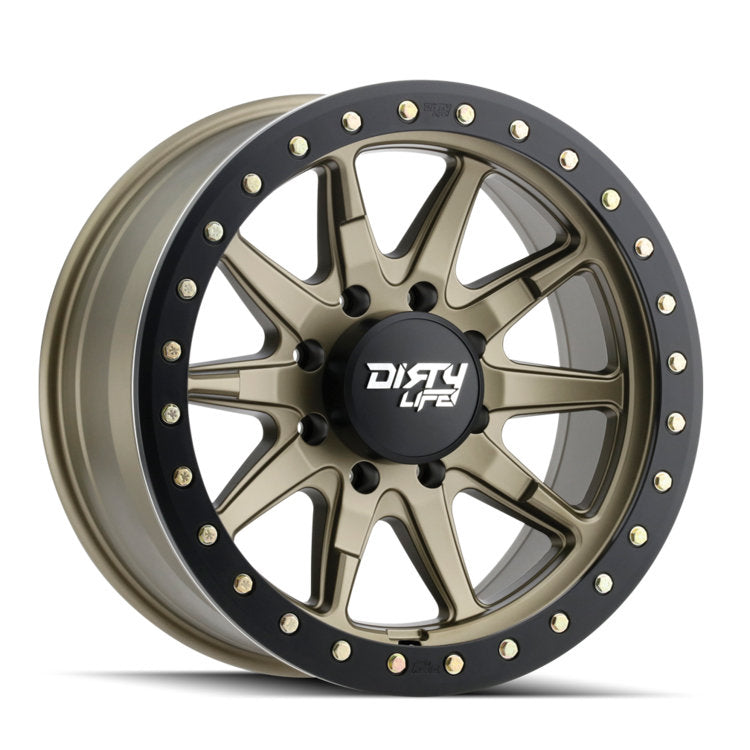 Dirty Life DT-1 9303 Series Beadlock Wheel 17X9 5x5 38mm Offset Satin Gold - JT/JL/JK
