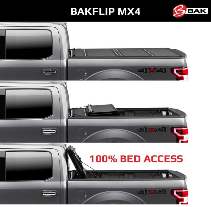 BAK BAKFlip MX4 Hard Folding Truck Bed Tonneau Cover | 448207RB | Fits 2009 - 2024 Dodge Ram w/RamBox 5' 7" Bed (67.4")