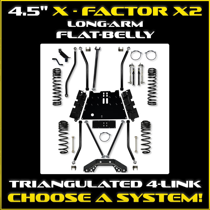 Jeep LJ 4.5" X-Factor X2 Flat Belly Long Arm System