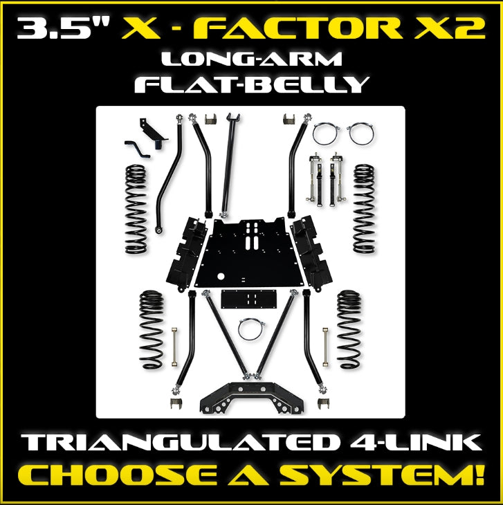 Jeep TJ 3.5" X-Factor X2 Flat Belly Long Arm System