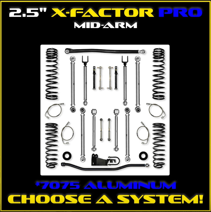 Jeep JK (2DR) 2.5" X-Factor PRO Mid-arm System