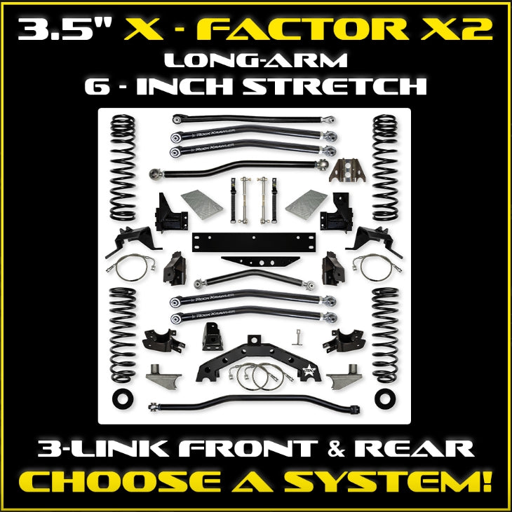 Jeep JK (2DR) 3.5" X - Factor X2 Long-Arm System - 6" Stretch