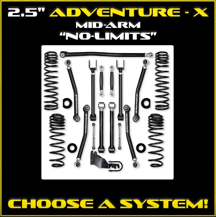 Jeep JL (2DR) 2.5" Adventure - X Mid-arm "No-Limits" System (RUBICON)