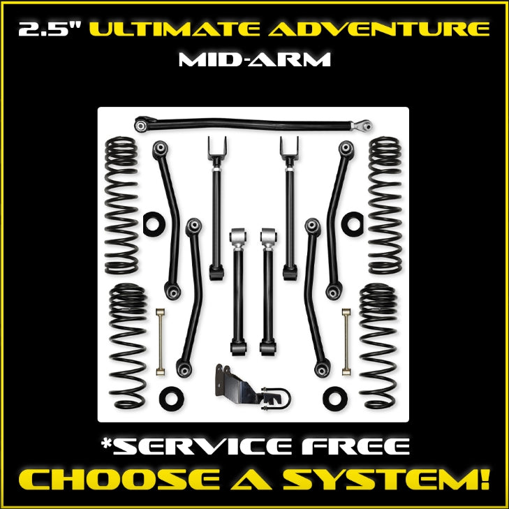 Jeep JL (2DR) 2.5" Ultimate Adventure Mid-arm System