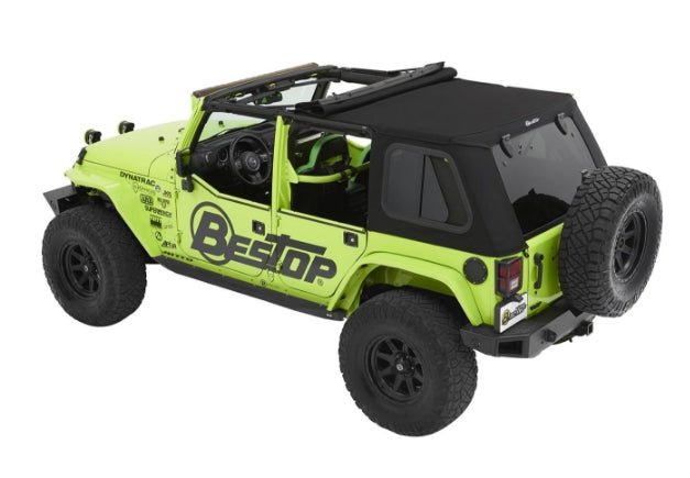 Bestop Trektop Pro Hybrid Slantback Twill Soft Top, Black - JKU 4DR