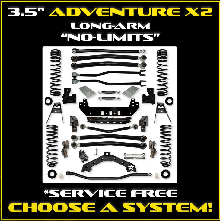 Jeep JL (2DR) 3.5" Adventure - X2 "No-Limits" Long-Arm System (RUBICON)