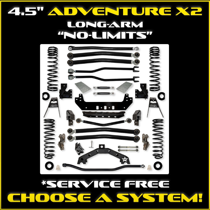 Jeep JL (2DR) 4.5" Adventure - X2 "No-Limits" Long-Arm System (RUBICON)