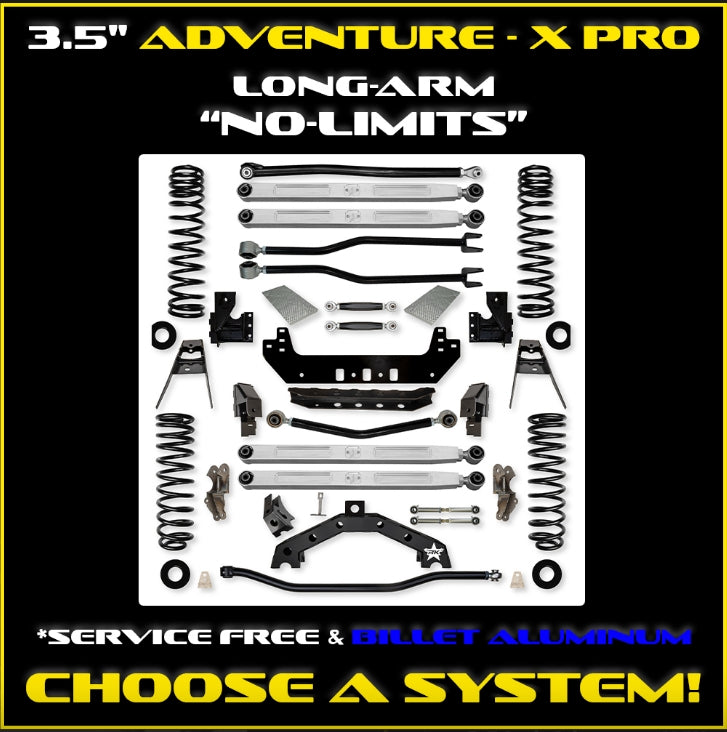 Jeep JL (2DR) 3.5" Adventure - X PRO "No-Limits" Long-Arm System (RUBICON)