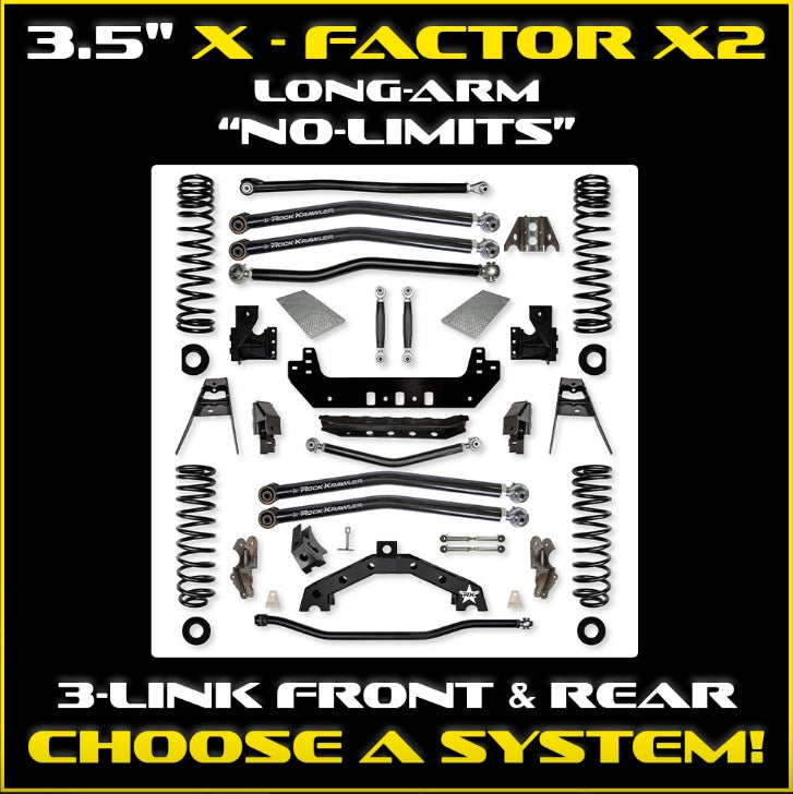 Jeep JL (2DR) 3.5" X - Factor X2 "No-Limits" Long-Arm System (RUBICON)