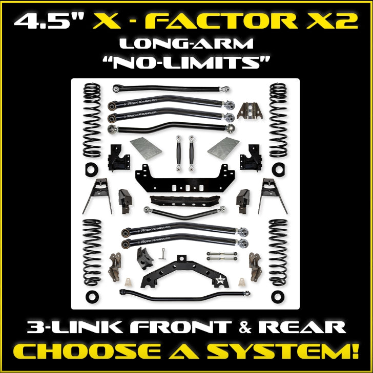 Jeep JL (2DR) 4.5" X - Factor X2 "No-Limits" Long-Arm System (RUBICON)