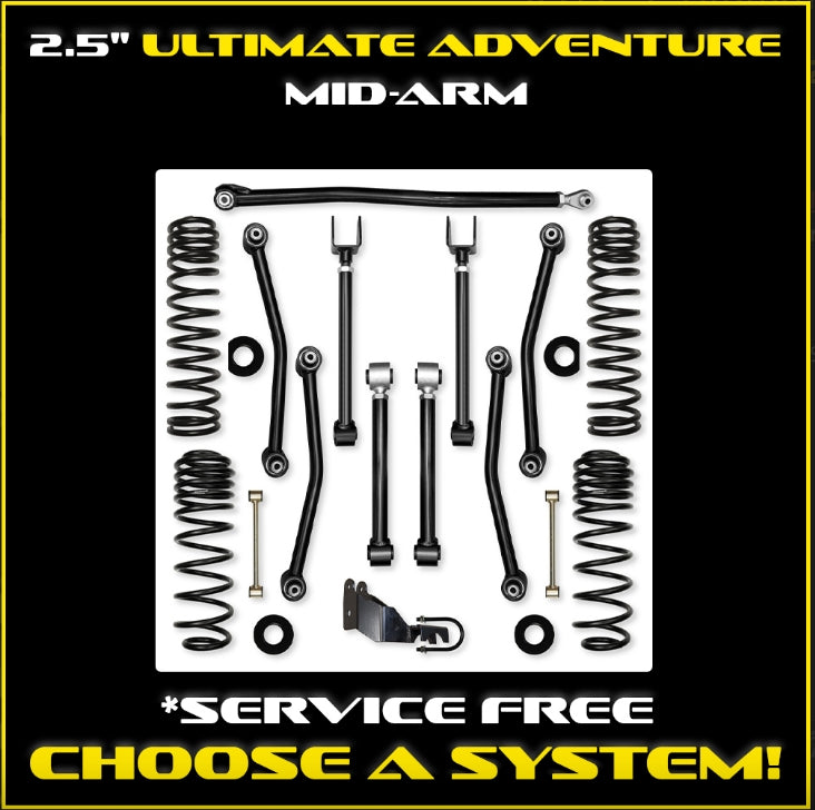 Jeep JLU (4DR) 2.5" Ultimate Adventure Diesel Mid-arm System