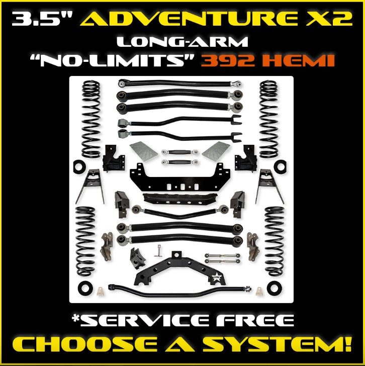 Jeep JLU (4D) 3.5" Adventure - X2 "No-Limits" 392 Long-Arm System