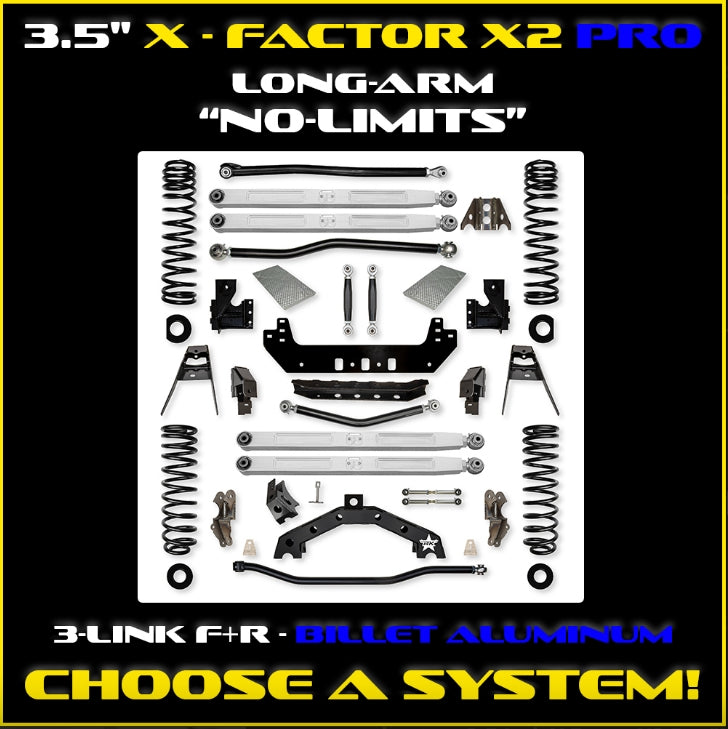 Jeep JLU (4DR) 3.5" X - Factor X2 PRO "No-Limits" Long-Arm System (RUBICON)