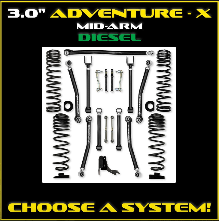 Jeep JT Gladiator 3.0" Adventure - X Diesel Mid-Arm System