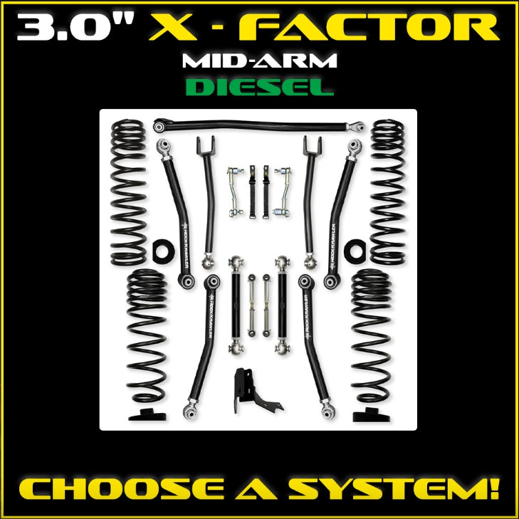 Jeep JT Gladiator 3.0" X-Factor Diesel Mid-Arm System