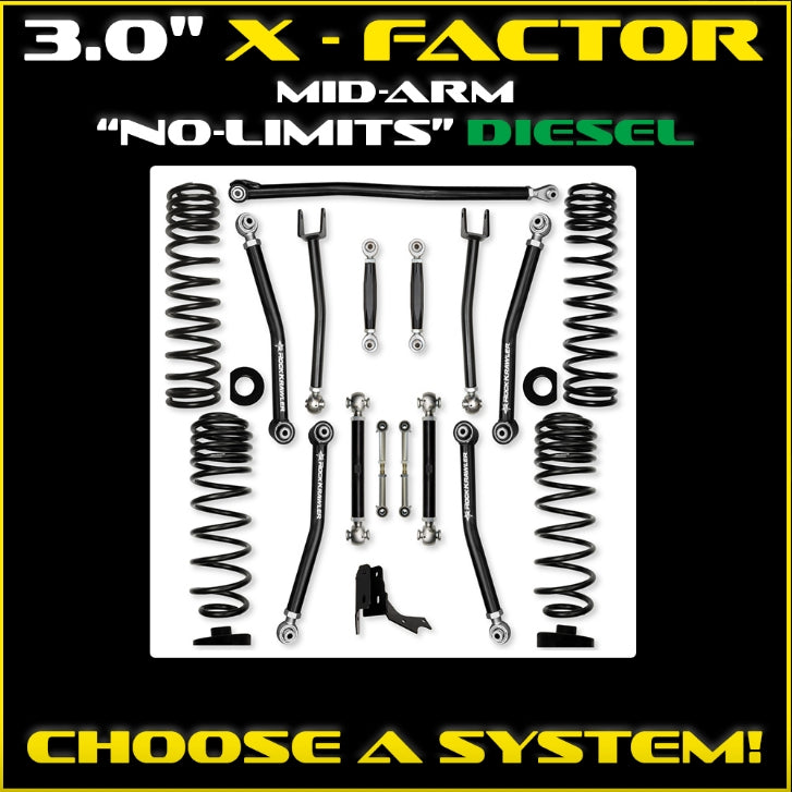 Jeep JT Gladiator 3.0" X-Factor "No Limits" Diesel Mid-Arm System (RUBICON)