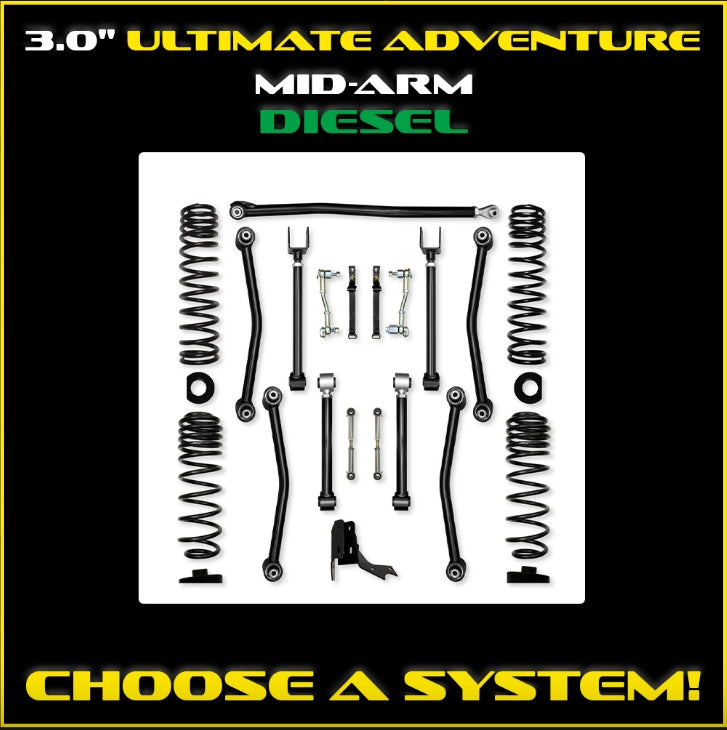 Jeep JT Gladiator 3.0" Ultimate Adventure Diesel Mid-Arm System