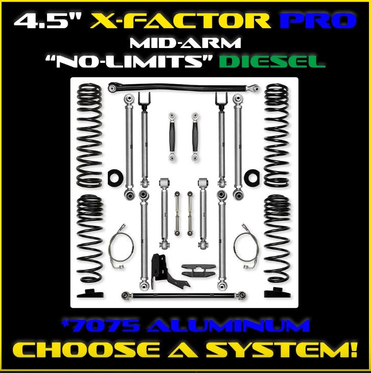 Jeep JT Gladiator 4.5" Diesel X-Factor PRO "No Limits" Mid-Arm System (RUBICON)