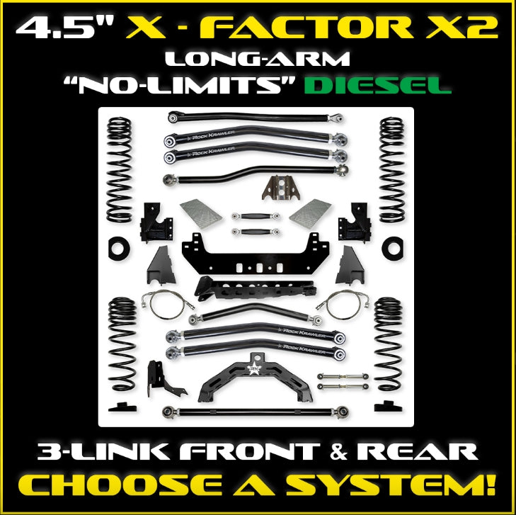 Jeep JT GladIator 4.5" Diesel X-Factor X2 "No-Limits" Long-Arm System (RUBICON)