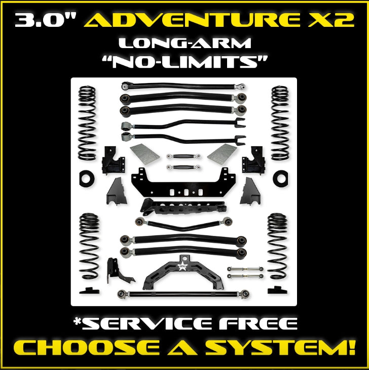 Jeep JT Gladiator  3.0" Adventure X2 "No-Limits" Long-Arm System (RUBICON)