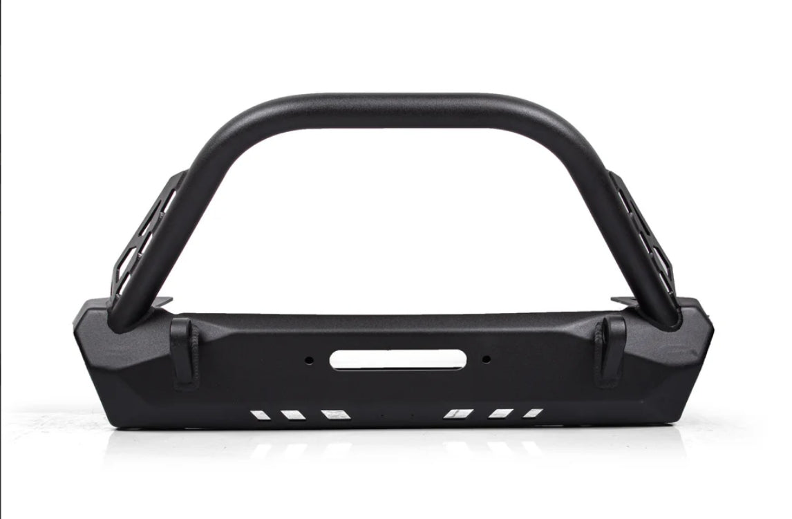 Crawltek Pyro Stubby Front Bumper w/ Flat Top Stinger - Black - TJ/LJ/YJ/CJ