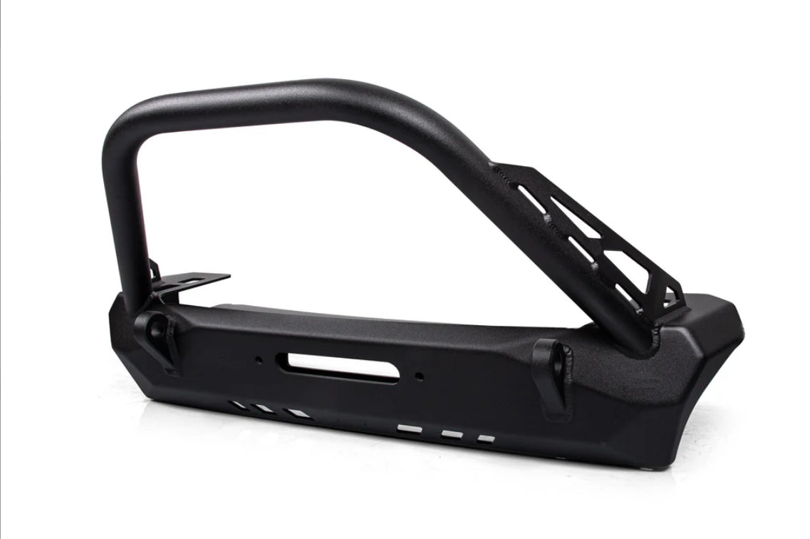 Crawltek Pyro Stubby Front Bumper w/ Flat Top Stinger - Black - TJ/LJ/YJ/CJ