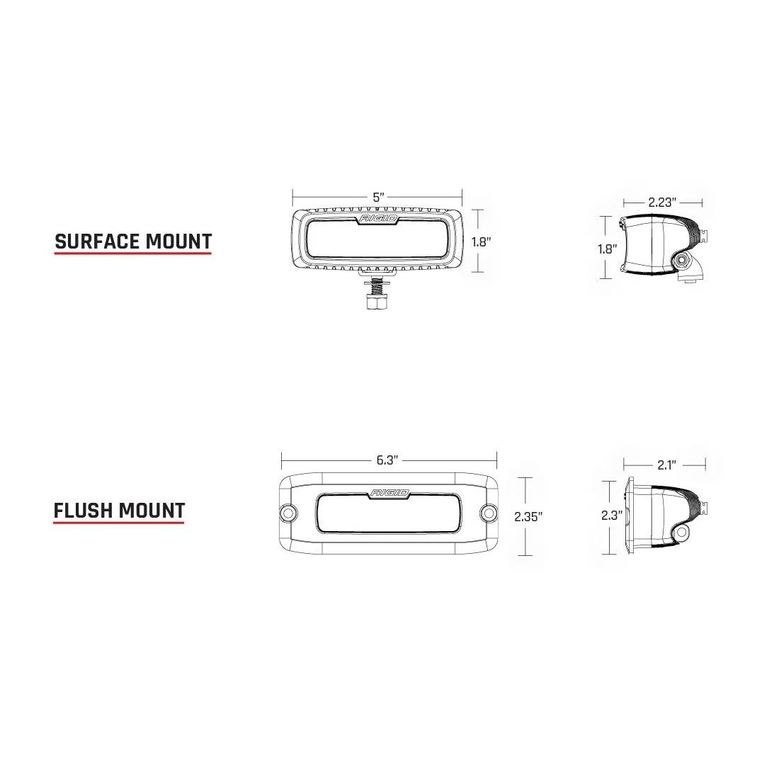 RIGID SR-Q Series Pro Spot Diffused Midnight Flush Mount (Pair)