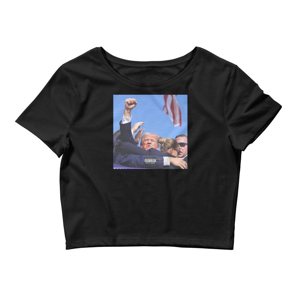 TRUMP FIST WOMENS CROP TOP -T