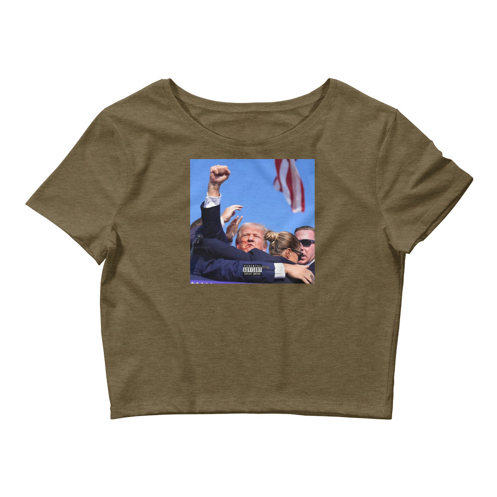 TRUMP FIST WOMENS CROP TOP -T