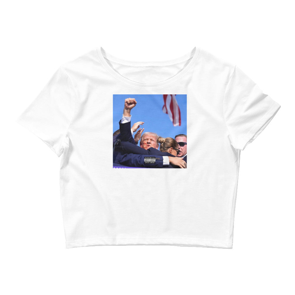 TRUMP FIST WOMENS CROP TOP -T